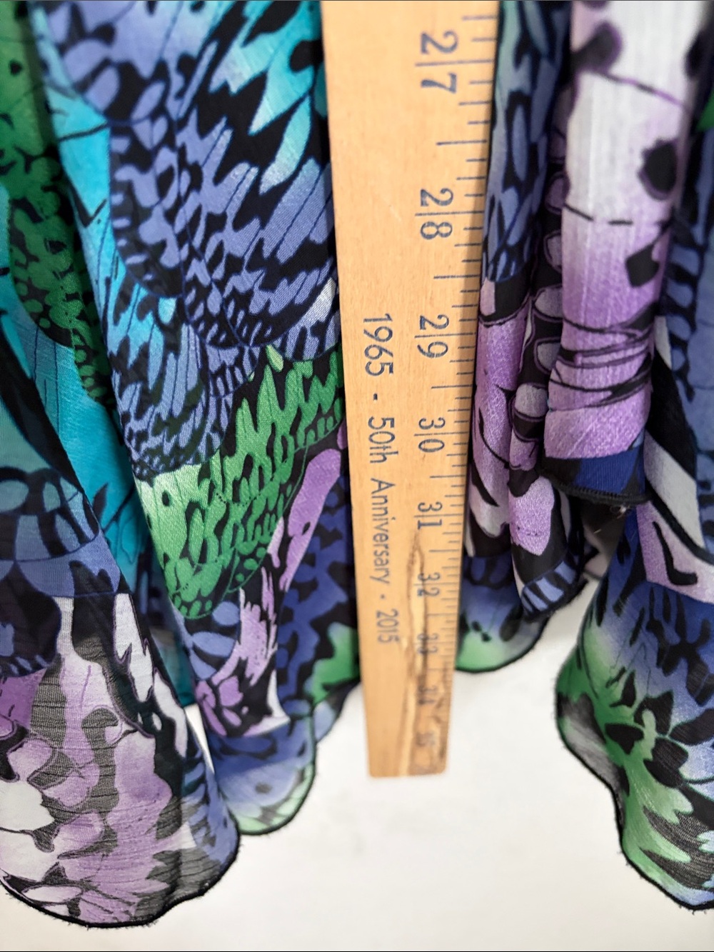 DressBarn XL Purple Blue Floral Chiffon Midi Skirt Fairy Grunge Flowy Whimsical - Picture 3 of 6